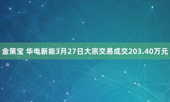 金策宝 华电新能3月27日大宗交易成交203.40万元